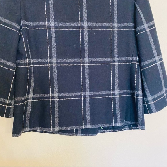 Banana Republic Plaid Black Pea Coat Wool Blend Size XS Preppy Academia Business - Picture 9 of 13